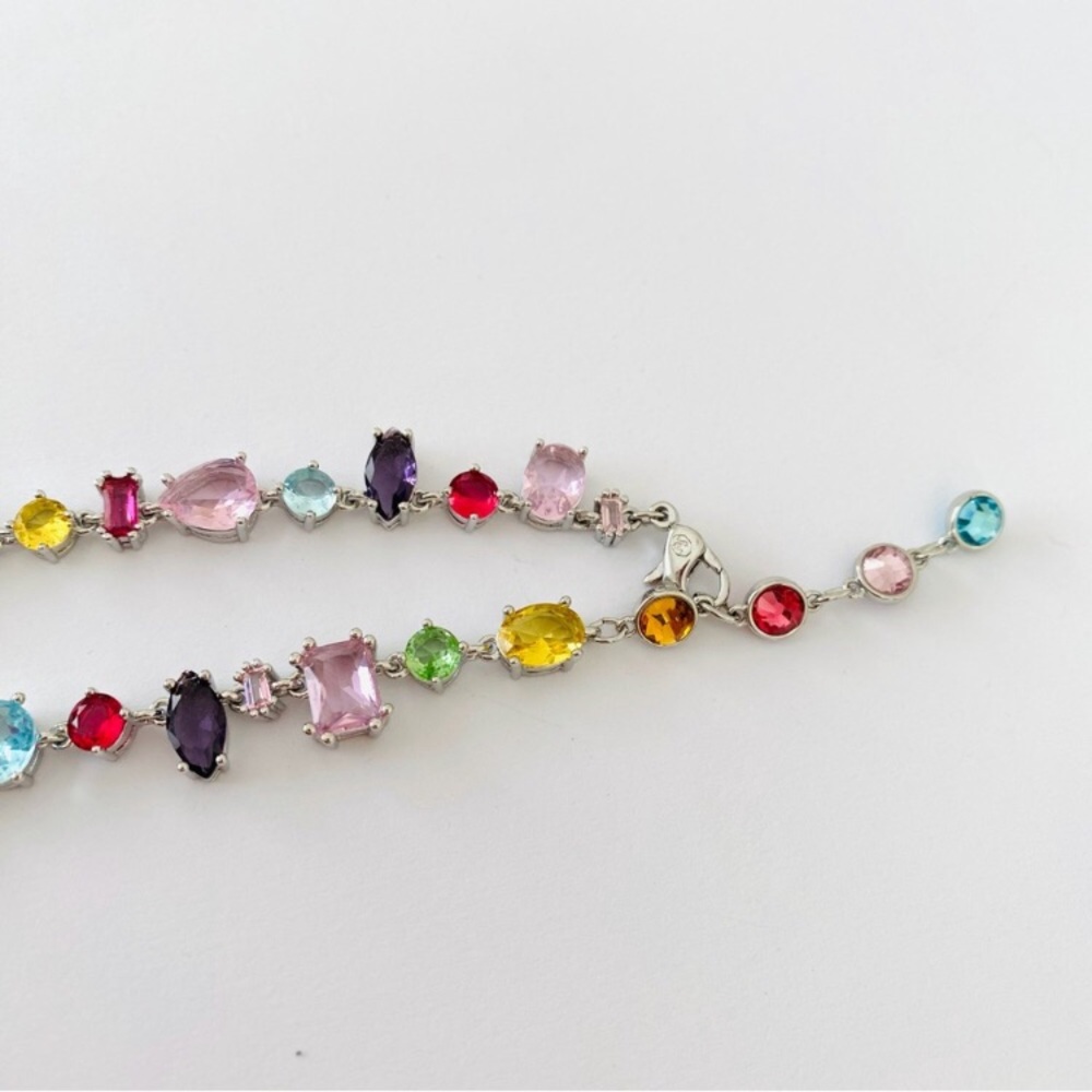 New in Box $520 Swarovski Gema Rainbow Crystals Rhodium Plated Necklace - Picture 7 of 12